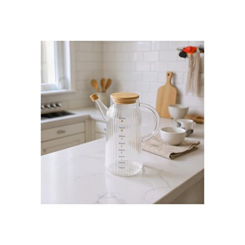 Bambum Hydro Bambu Kapaklı Cam Sürahi 900ml