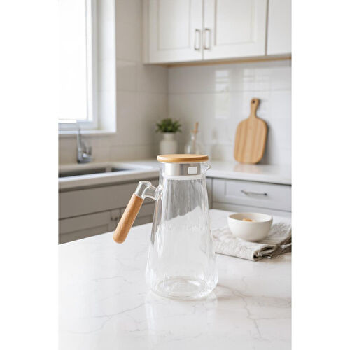 Bambum Buzul Bambu Kapaklı Cam Sürahi