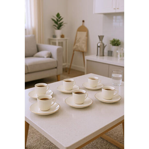 Bambum Vergil 6 Kişilik Kahve Fincan Takımı Altın