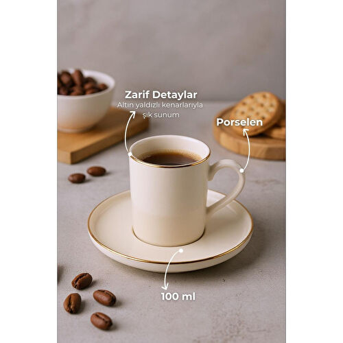 Bambum Dante 6 Kişilik Kahve Fincan Takımı Altın