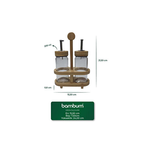 Bambum Mima Bambu Standlı 2'li Yağdanlık Küçük Bambum Mima Bambu Standlı 2'li Yağdanlık Küçük
