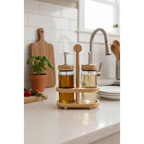 Bambum Mima Bambu Standlı 2'li Yağdanlık Küçük