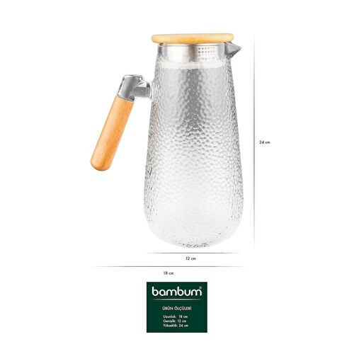 Bambum Polka Bambu Kapaklı Cam Sürahi