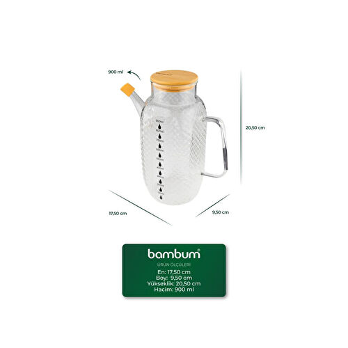Bambum Nytro Bambu Kapaklı Cam Sürahi 1000ml Bambum Nytro Bambu Kapaklı Cam Sürahi 1000ml