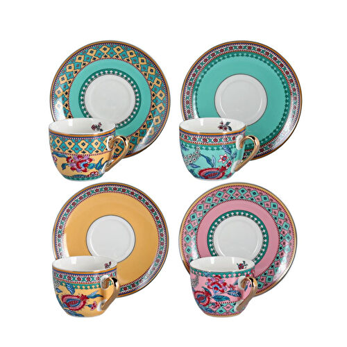 Lucky Art Bloome Bone 4lu Kahve Fincani Seti 90cc Lucky Art Bloome Bone 4lu Kahve Fincani Seti 90cc