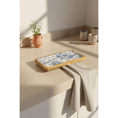 Bambum Gura Dikdörtgen Tepsi Gül Küçük