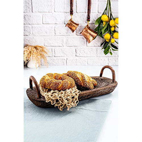 Bambum Bavola - Kulplu Tepsi Oval Küçük