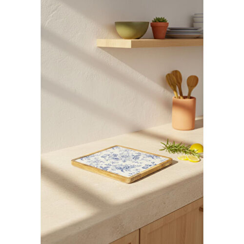 Bambum Gura Kare Tepsi Gül Orta Bambum Gura Kare Tepsi Gül Orta