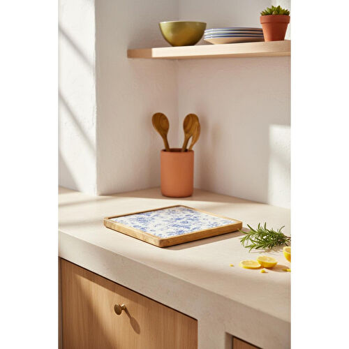 Bambum Gura Kare Tepsi Gül Orta