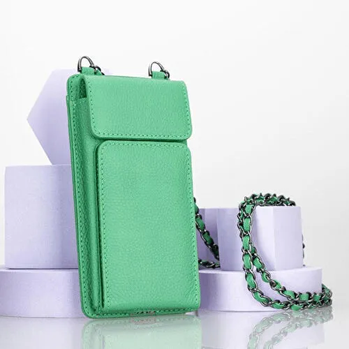 Bloominbag City Muse Deri Celadon Mist Çapraz Askılı Telefon Cüzdan