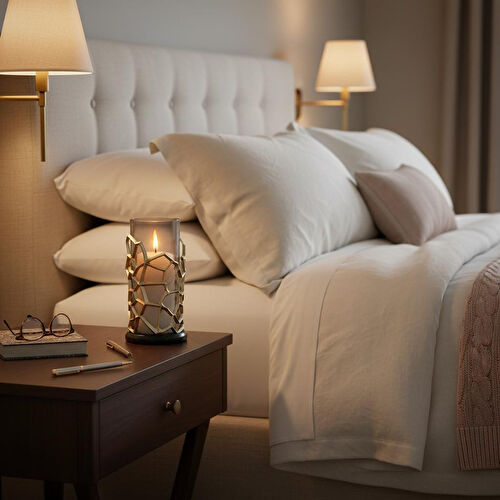 Cornella Pillar Antik Gold Gri Ombreli Cam Mumluk Küçük Ağız :11 Cm X Boy:25 Cm