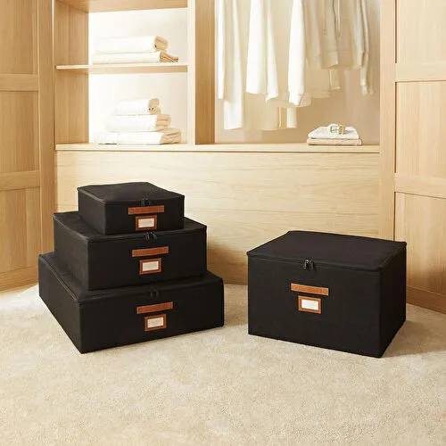 Ocean Home Textile Ocean Home Textie Siyah Renk Jüt Destekli Kutu Hurç 55 X 70 X 18 Cm