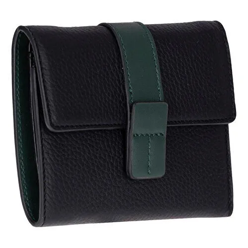Bloominbag Liora Colorband Deri Kadın Cüzdan – Siyah & Zümrüt Yeşili