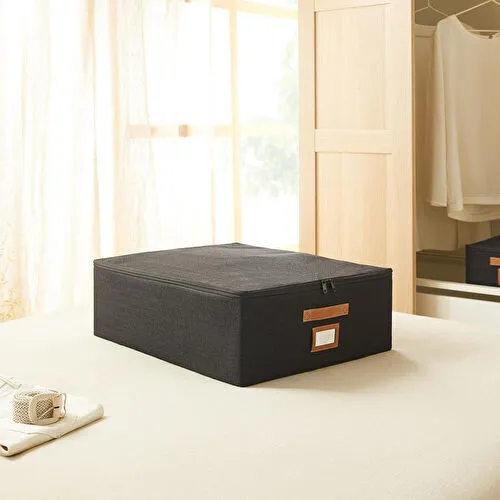 Ocean Home Textile 4'lü Siyah Renk Jüt Destekli Kutu Hurç Set 2 Adet 31 X 38 X 12 + 45 X 55 X 18 Cm