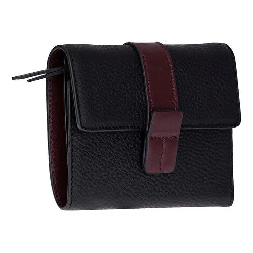 Bloominbag Liora Colorband Deri Kadın Cüzdan – Siyah & Bordeaux
