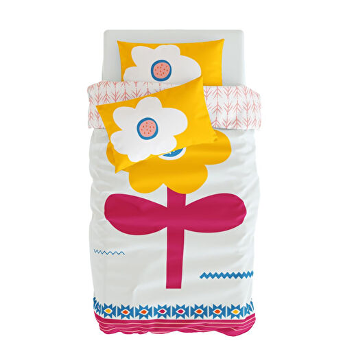 Itsy Bitsy Kids Big Flower Bebek Nevresim Seti, Sarı, 100x150cm