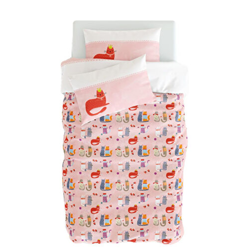Itsy Bitsy Kids Kitty Of Queens Bebek Nevresim Seti, Pembe, 100x150cm