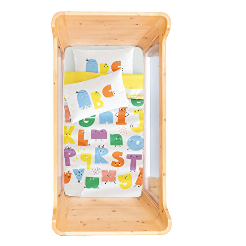 Itsy Bitsy Kids Alphabed Bebek Nevresim Seti, Multicolor, 100x150cm