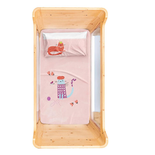 Itsy Bitsy Kids Kitty Of Queens Bebek Çarşaf Seti , Pembe, 80x140 Cm