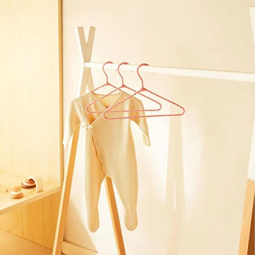 Ocean Home Textile 3'lü Pembe Renk Kumaş Kaplı Metal Bebek Giysi Askısı19.5 X 30 X 0.3 Cm