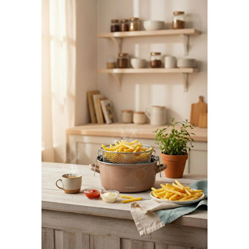 Bambum Nostalji Kızartma Tenceresi Toprak 22 Cm