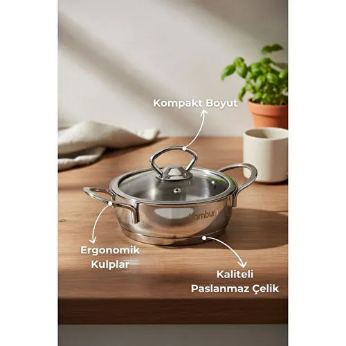 Bambum Daphne - Çelik Tencere Sığ 14x5 Cm
