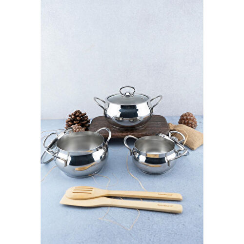 Bambum Rose Küre 6 Parça Derin Tencere Takımı B4247