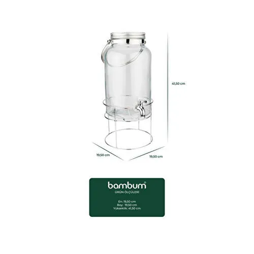Bambum Crystal Metal Standlı Cam Sebil 6l