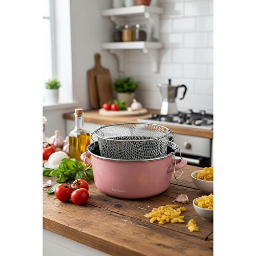 Bambum Nostalji Kızartma Tenceresi Şeker Pembe 22 Cm
