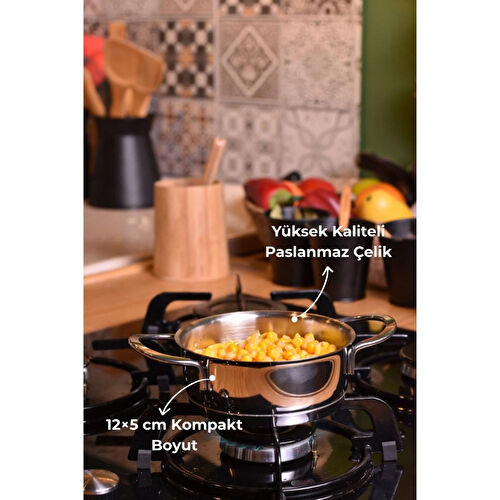 Bambum Daphne - Çelik Tencere Sığ 12x5 Cm