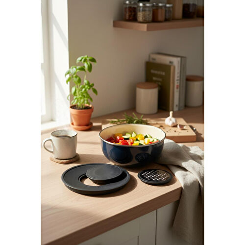 Bambum Nostalji Karıştırma Kabı Koyu Gri 24 Cm