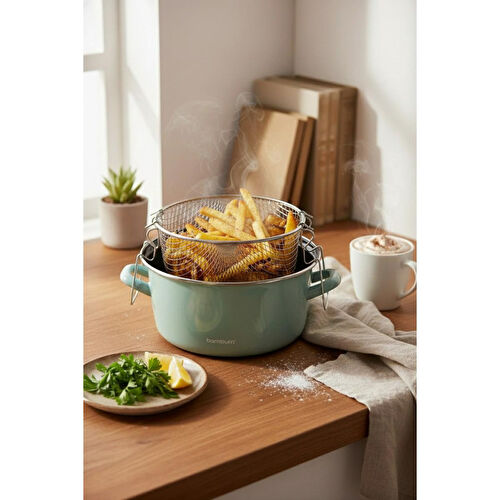 Bambum Nostalji Kızartma Tenceresi Açık Yeşil 22 Cm