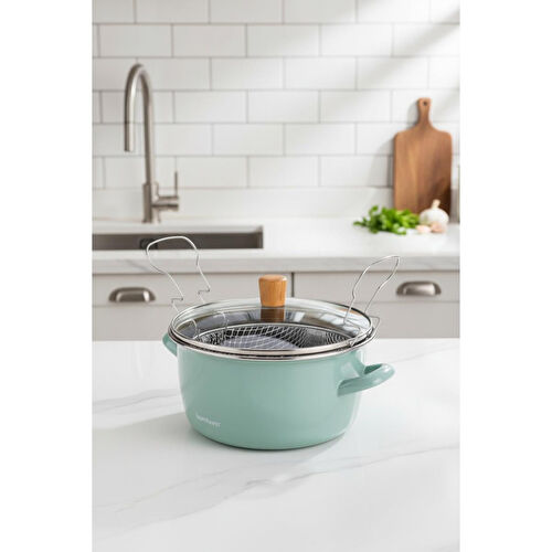 Bambum Nostalji Kızartma Tenceresi Açık Yeşil 22 Cm