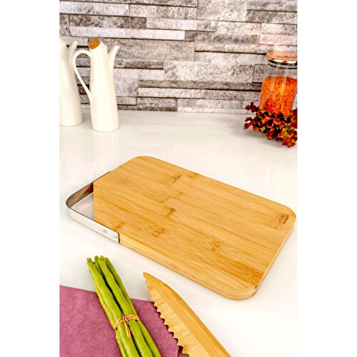 Bambum Zoe Çelik Kulplu Kesme Tahtası Dikdörtgen Bambum Zoe Çelik Kulplu Kesme Tahtası Dikdörtgen