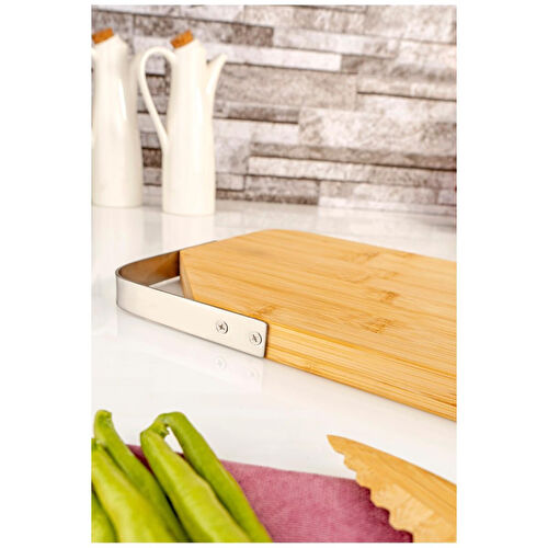 Bambum Zoe Çelik Kulplu Kesme Tahtası Dikdörtgen Bambum Zoe Çelik Kulplu Kesme Tahtası Dikdörtgen