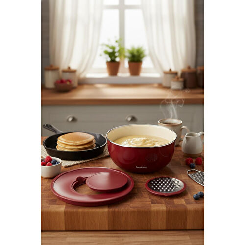 Bambum Nostalji Karıştırma Kabı Bordo 24 Cm