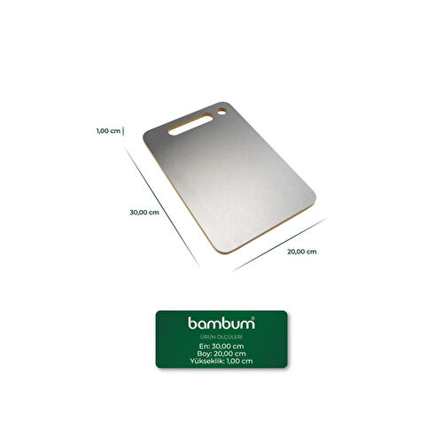 Bambum Stan Çift Yüzey Bambu Ve Çelik Kesme Tahtası Orta