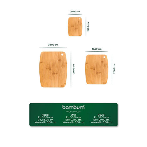 Bambum Tedi 3'lü Kesme Tahtası
