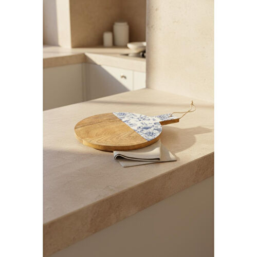 Bambum Gura Yuvarlak Kesme Tahtası Gül