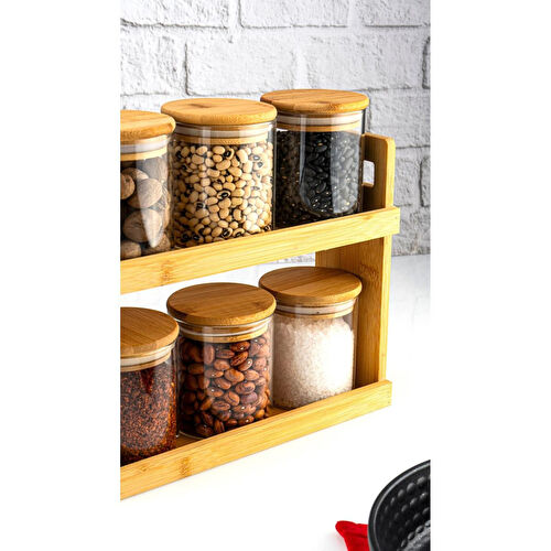 Bambum Tier 7 Parça 2 Katlı Standlı Baharatlık Seti