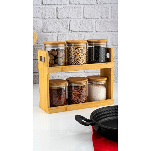 Bambum Tier 7 Parça 2 Katlı Standlı Baharatlık Seti