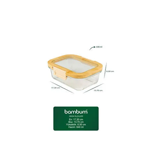 Bambum Moira Cam Kapaklı Kilitli Cam Saklama Kabı 640 Ml