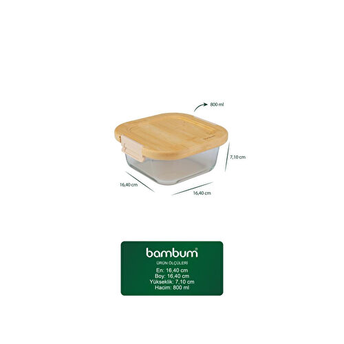 Bambum Patina Kilitli Cam Saklama Kabı 800 Ml