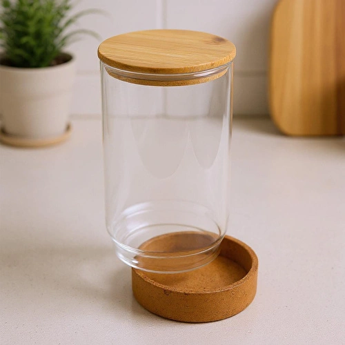Bambum Corki Mantar Altlıklı Cam Saklama Kabı 950ml Bambum Corki Mantar Altlıklı Cam Saklama Kabı 950ml