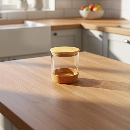 Bambum Corki - Mantar Altlıklı Cam Saklama Kabı 550 Ml