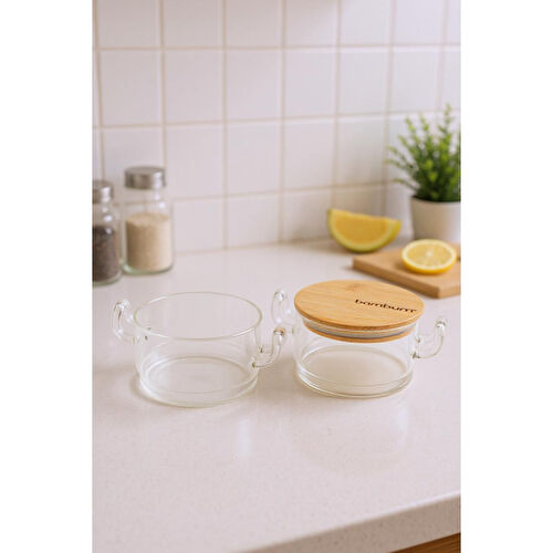 Bambum Modena 2'li Bambu Kapaklı Cam Saklama Kabı Bambum Modena 2'li Bambu Kapaklı Cam Saklama Kabı