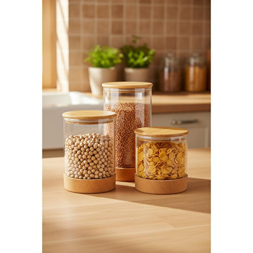 Bambum Corki 3 Lü Saklama Kabı Seti