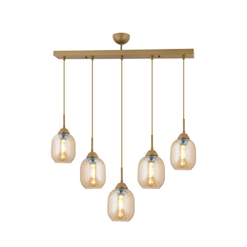 Apliqa Hierro 5 Li Sıralı Eskitme Modern Salon Avize