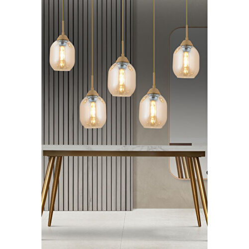 Apliqa Hierro 5 Li Sıralı Eskitme Modern Salon Avize