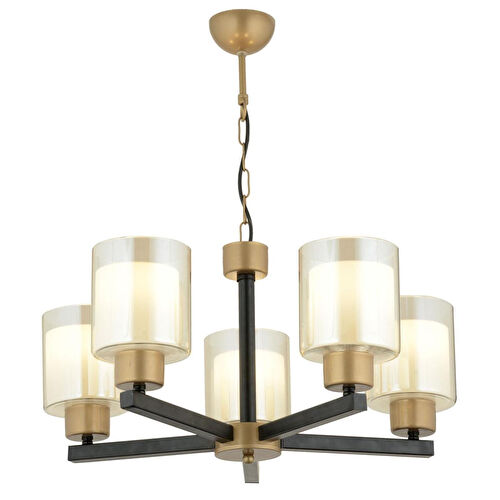 Apliqa Jade 5 Li Avize Eskitme Siyah Boyalı Çift Camlı Modern Genç Odası Yatak Odası Retro Salon Avize